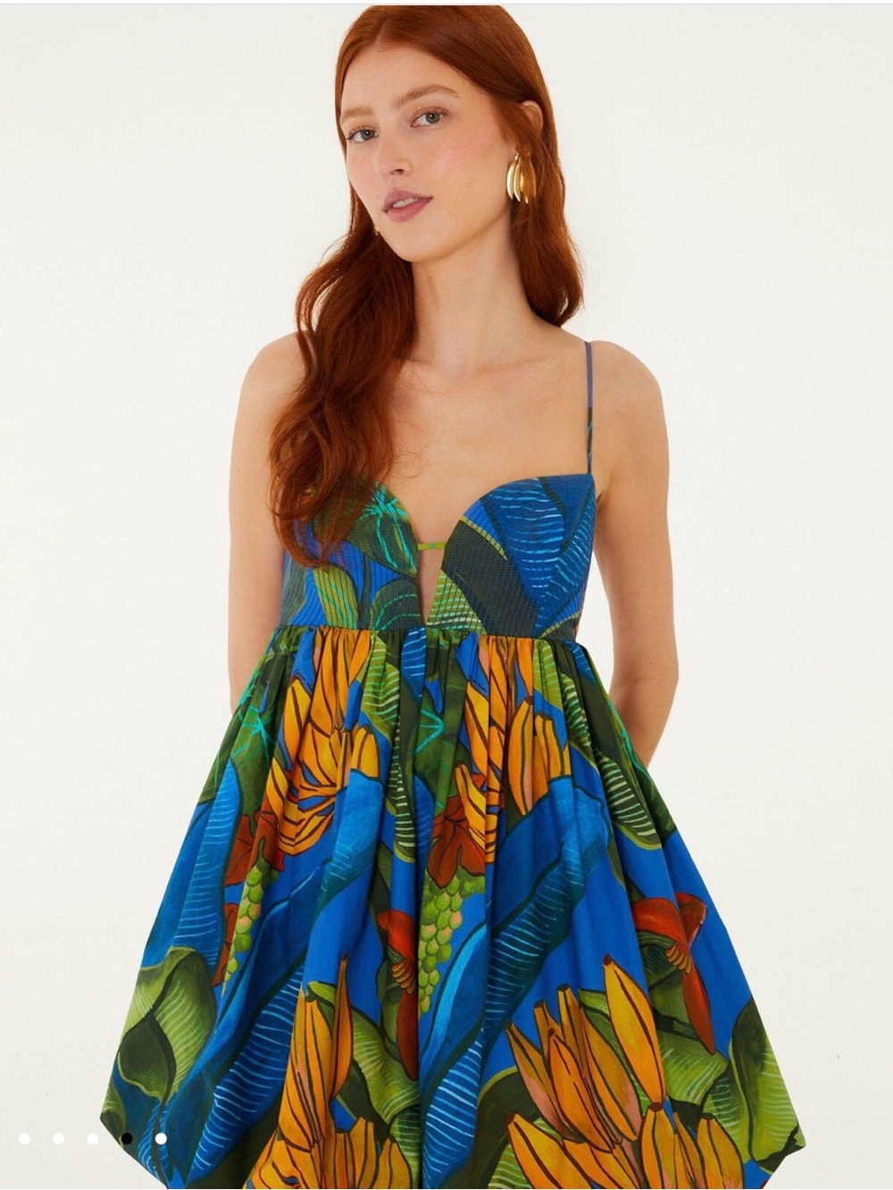FARM Rio Blue Banana Sleeveless Mini Dress with Green and Yellow Accents - Picture 5 of 11